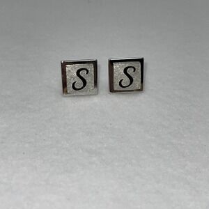 S Monogram Initial Letter Vintage SWANK Cuff Links